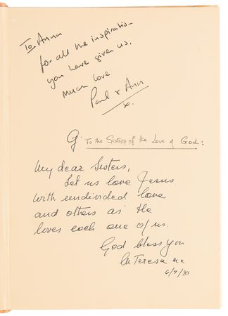 Lot #382 Mother Teresa Signed Book - For the Brotherhood of Man, under the Fatherhood of God - Image 4