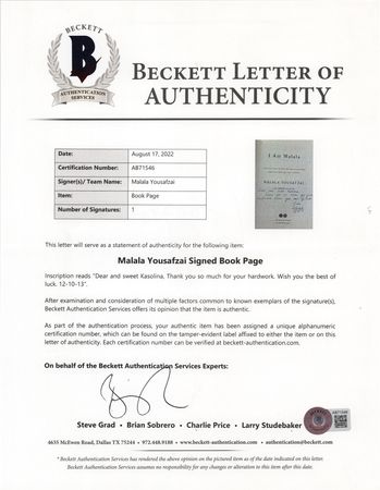 Lot #436 Malala Yousafzai Signed Book - I Am Malala - Image 5