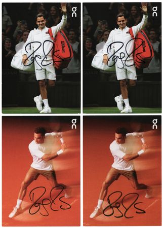 Lot #950 Roger Federer (4) Signed Promo Cards