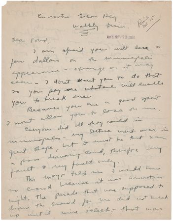 Lot #322 Richard Byrd Autograph Letter Signed to His Lecture Manager: 