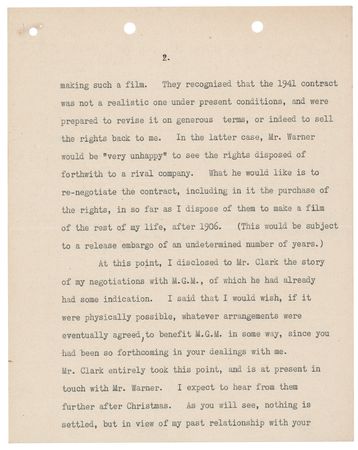 Lot #230 Winston Churchill Typed Letter Signed to MGM Exec Arthur Loew on 