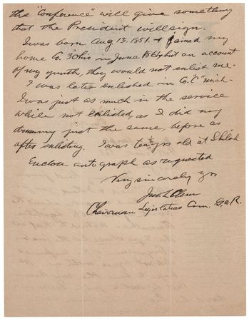 Lot #468 John Clem Autograph Letter Signed - Image 2