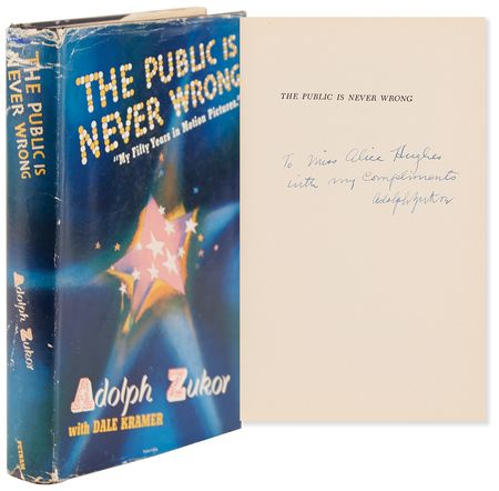 Lot #934 Adolph Zukor Signed Book - The Public is Never Wrong - Image 1