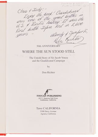 Lot #481 Guadalcanal Signed Book - Where the Sun Stood Still - Image 4