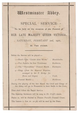 Lot #408 Queen Victoria Funeral Program