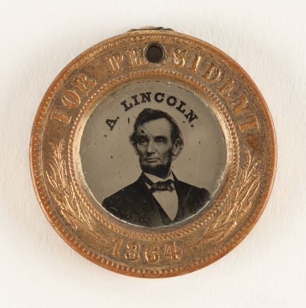 Lot #152 Abraham Lincoln and Andrew Johnson 1864 Presidential Campaign Ferrotype Button - Image 1