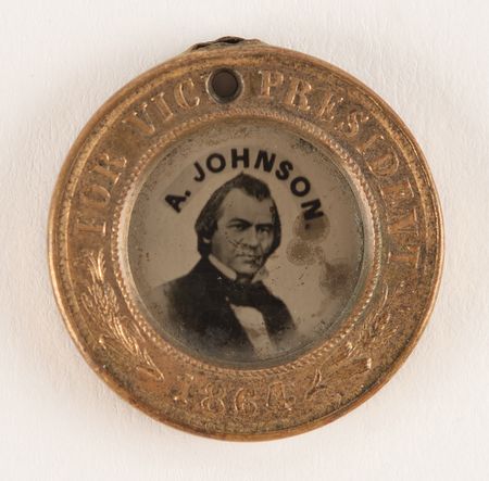 Lot #152 Abraham Lincoln and Andrew Johnson 1864 Presidential Campaign Ferrotype Button - Image 2