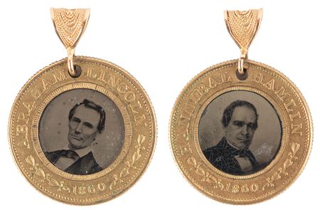 Lot #13 Abraham Lincoln and Hannibal Hamlin 1860 Presidential Campaign Ferrotype Token - Image 1