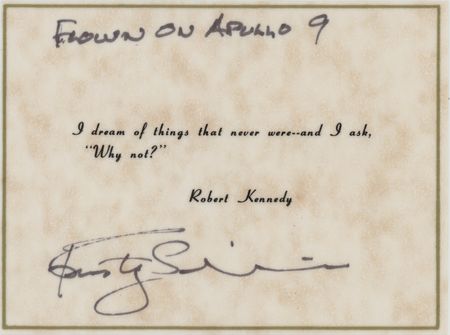 Lot #530 Apollo 9 Flown Printed Quote Signed and