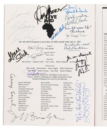 Lot #675 Live Aid USA Multi-Signed (75+) Program with Bob Dylan, Led Zeppelin, Rolling Stones, Black Sabbath, Eric Clapton, Madonna, Tom Petty, and More - Image 11