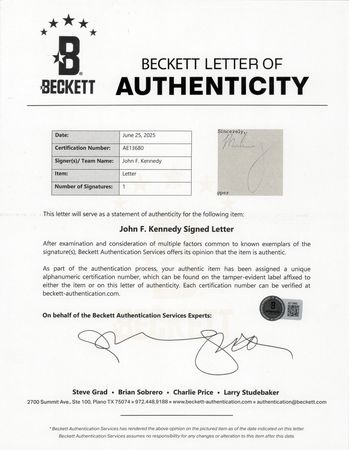 Lot #41 John F. Kennedy Typed Letter Signed as President - Image 3