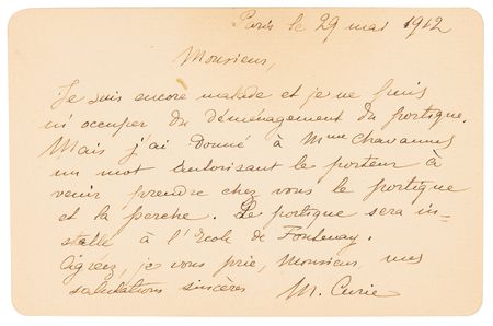 Lot #274 Marie Curie Autograph Letter Signed,