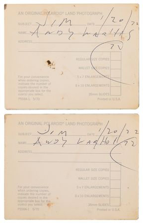 Lot #576 Andy Warhol (2) Signed Original Candid Polaroid Photographs - Shot at The Factory in 1972 - Image 2