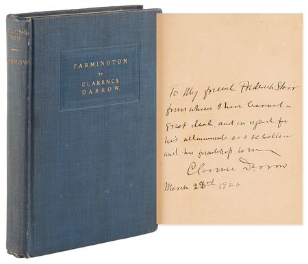 Lot #331 Clarence Darrow Signed Book - Farmington
