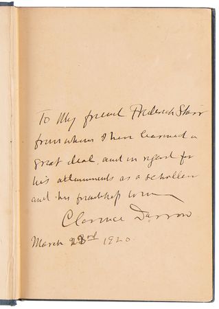 Lot #331 Clarence Darrow Signed Book - Farmington - Image 4