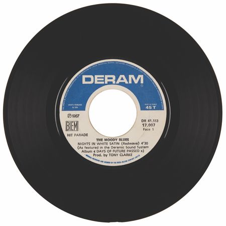 Lot #774 Moody Blues Signed 45 RPM Single Record - 'Nights in White Satin' - Image 3