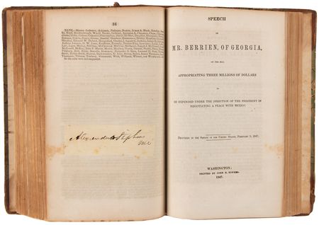Lot #217 Speeches of the 29th Congress Book with (60+) Signatures, including Andrew Johnson, Alexander Stephens, John C. Calhoun, and Hannibal Hamlin - Image 10