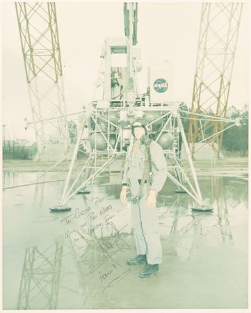 Lot #506 Neil Armstrong Oversized Signed Photograph at Langley's Lunar Landing Research Vehicle - Image 1