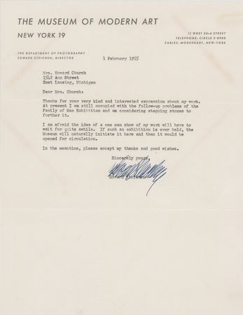 Lot #593 Edward Steichen Typed Letter Signed: I am