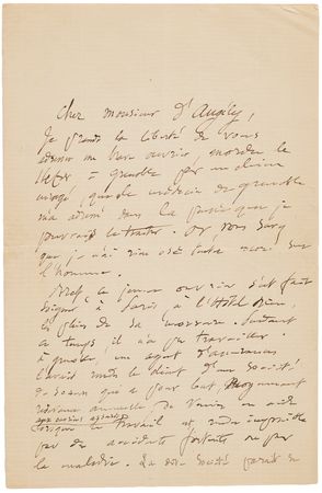Lot #280 Louis Pasteur Autograph Letter Signed on a Workman Bitten 