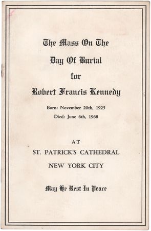 Lot #358 Robert F. Kennedy Funeral Program