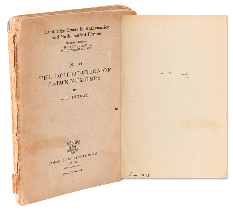 Lot 2014 Alan Turing Signed Book - The Distribution of Prime Numbers (Turing's Own Copy)