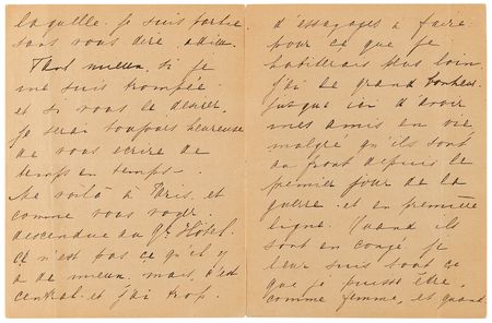 Lot #2008 Mata Hari World War I-Dated Autograph Letter Signed on Her Wartime Efforts: 