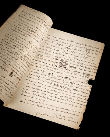 Lot #2003 Jean-François Champollion Amazing Autograph Letter Signed with Hieroglyphic Illustrations: 