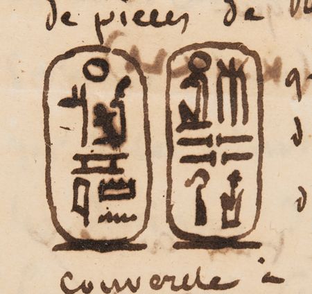 Lot #2003 Jean-François Champollion Amazing Autograph Letter Signed with Hieroglyphic Illustrations: 