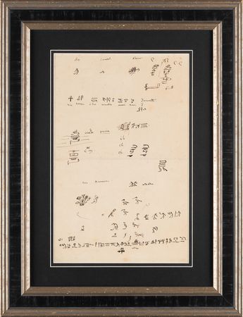 Lot #2004 Jean-François Champollion Handwritten Ancient Egyptian Hieroglyphic Manuscript, Explaining the Figurative, Symbolic, and Phonetic Nature of the Symbols - Image 1