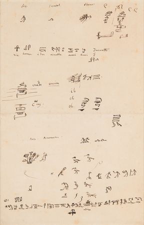 Lot #2004 Jean-François Champollion Handwritten Ancient Egyptian Hieroglyphic Manuscript, Explaining the Figurative, Symbolic, and Phonetic Nature of the Symbols - Image 2