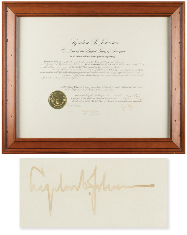 Lot 953 Lyndon B. Johnson Document Signed as President