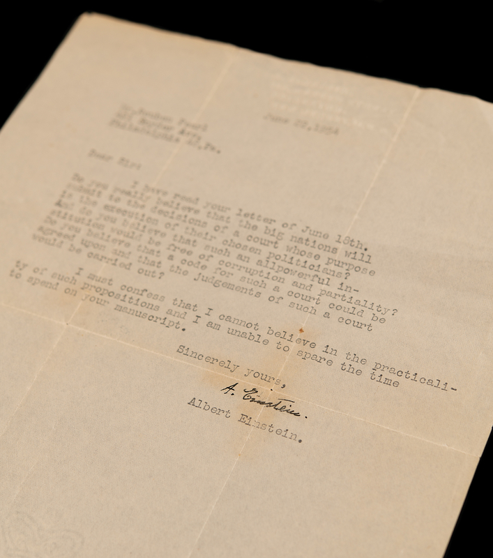 Lot 175 Albert Einstein Typed Letter Signed on a World Court: 