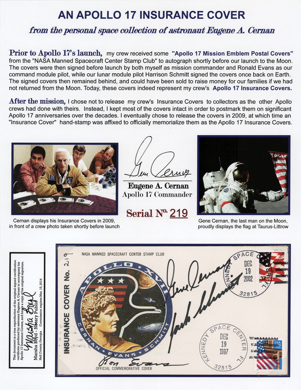 Lot 439 Apollo 17 Crew-Signed Anniversary Cover - From the Collection of Gene Cernan