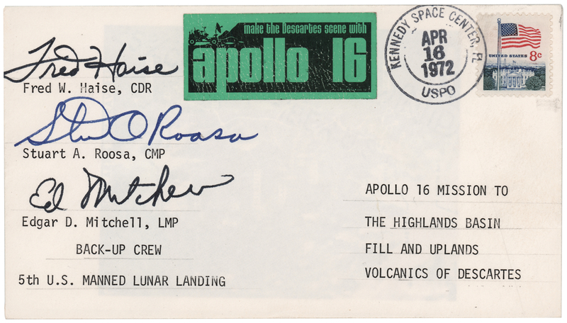 Lot 438 Apollo 16 Backup Crew Signed 'Launch Date' Cover
