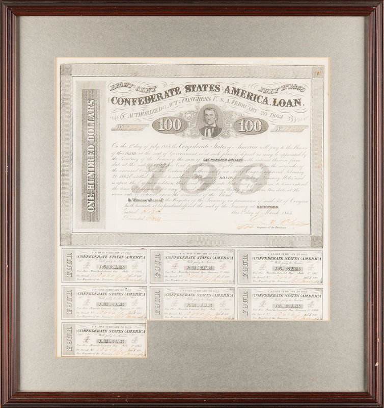 Lot 392 Confederate Bond (1863)
