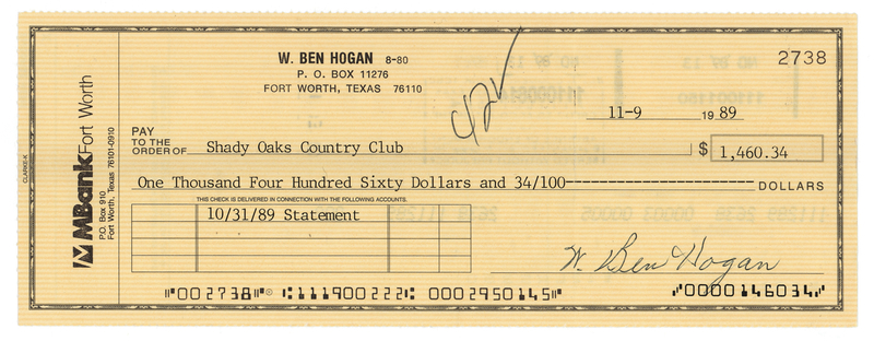 Lot 652 Ben Hogan Signed Check