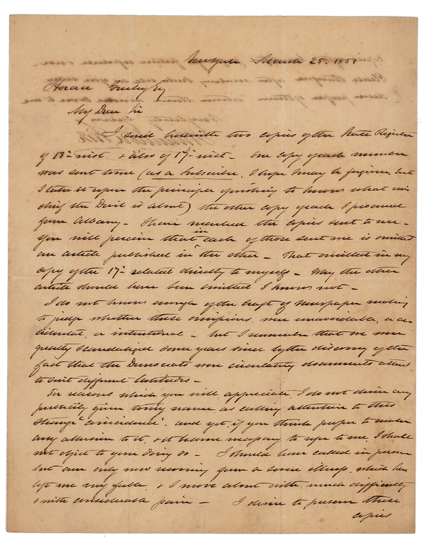 Lot 311 Hamilton Fish Autograph Letter Signed to Horace Greeley: 