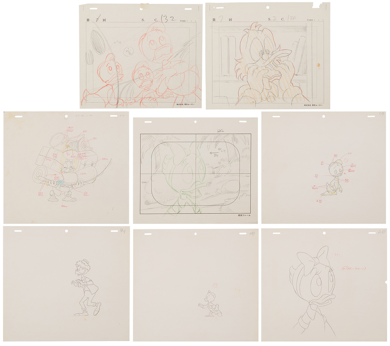 Lot 879 DuckTales characters (8) production drawings from DuckTales
