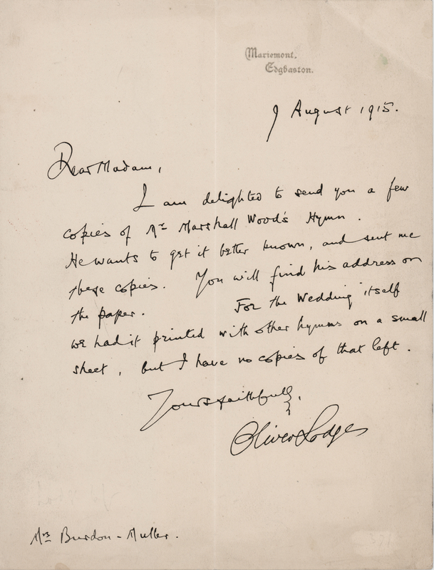 Lot 335 Oliver Lodge Autograph Letter Signed