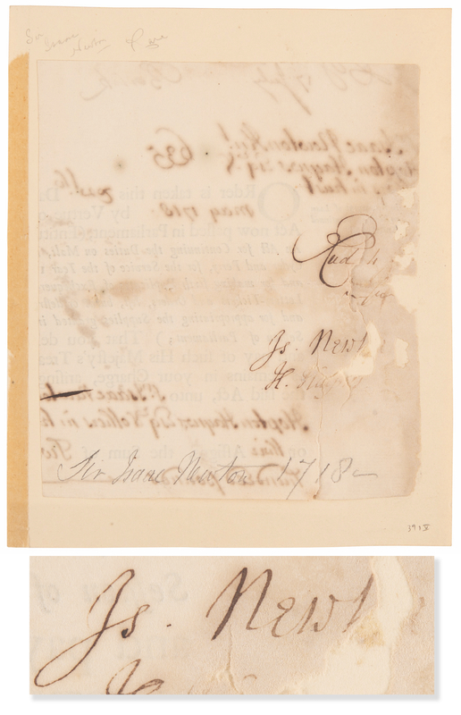 Lot 218 Isaac Newton Signature