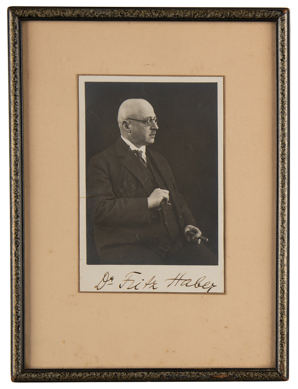 Lot 215 Fritz Haber Signed Photograph - The Nobel Prize-Winning 'Father of Chemical Warfare'