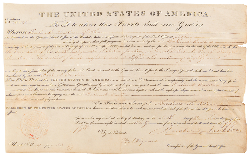 Lot 38 Andrew Jackson Document Signed