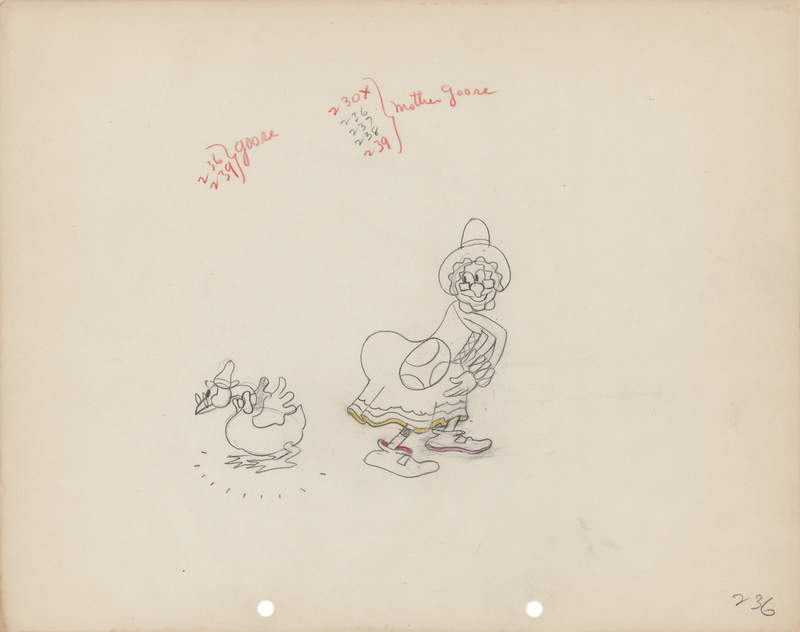 Lot 789 Goose and Mother Goose production drawing from Mother Goose Melodies