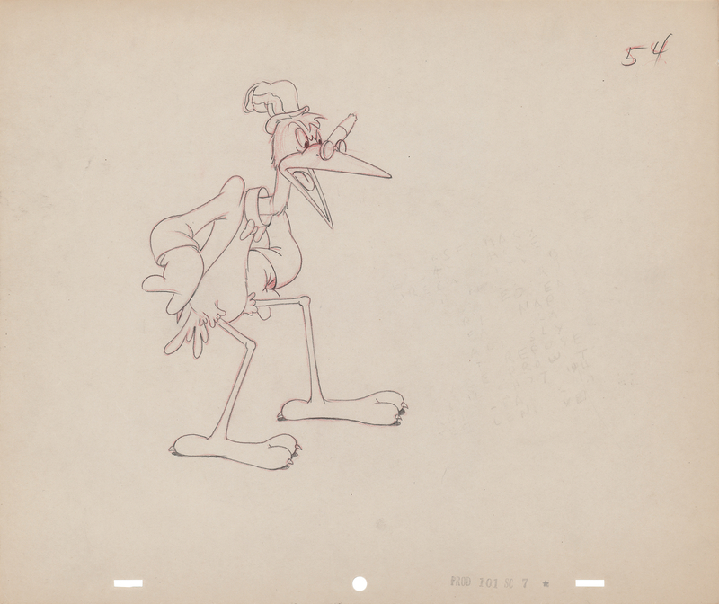 Lot 911 Doc Stork production drawing from The Stork's Holiday