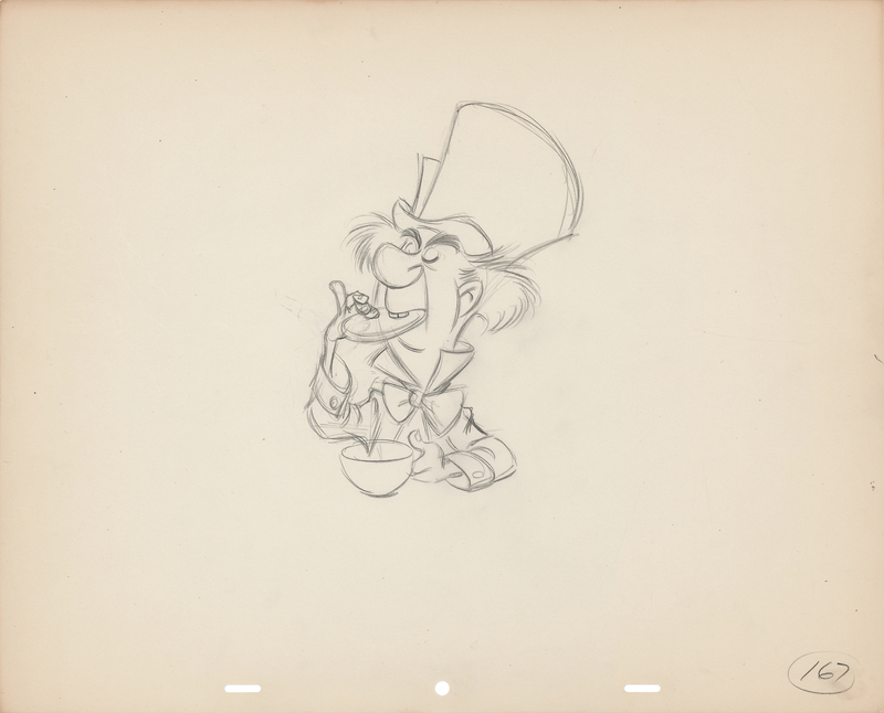 Lot 857 Mad Hatter production drawing from Alice in Wonderland