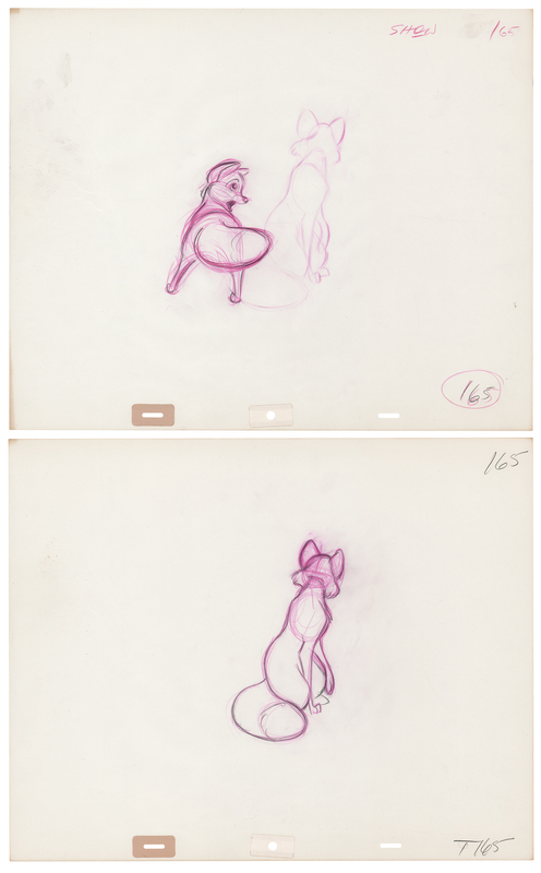 Lot 878 Vixey and Tod production drawings (2) from The Fox and the Hound