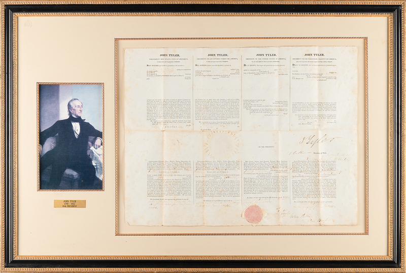 Lot 5 John Tyler and John C. Calhoun Document Signed as President and Secretary of State