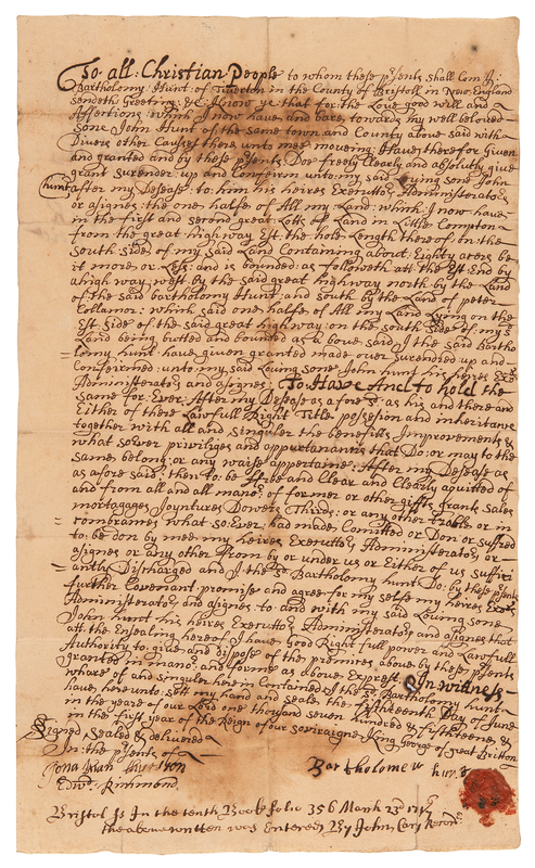 Lot 388 Benjamin Church Autograph Endorsement Signed (1717) - Rare Handwritten Document from 'The Father of American Ranging'