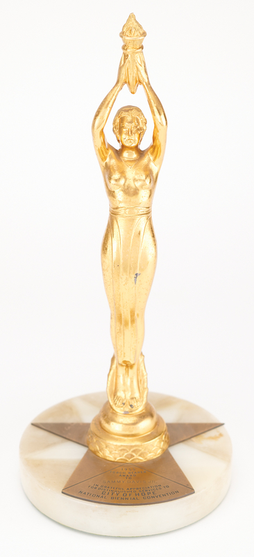 Lot 543 Sammy Davis, Jr.'s 1955 City of Hope 'Torch Bearer' Award